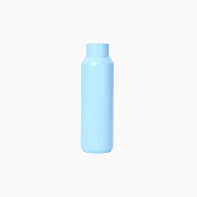 Mint blue drink bottle, straight-sided with a short screw cap in matching blue.