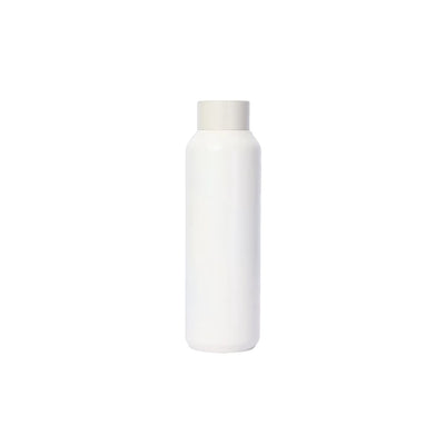 Off white drink bottle, straight-sided with a short cream screw cap.