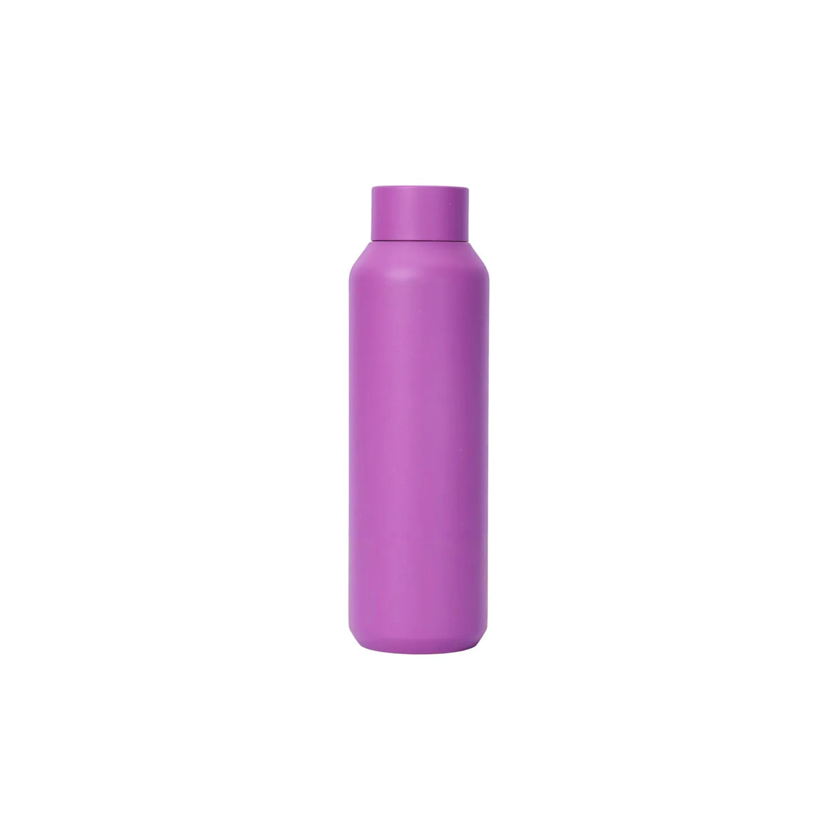 Orchid purple drink bottle, straight-sided with a short screw cap in matching purple.