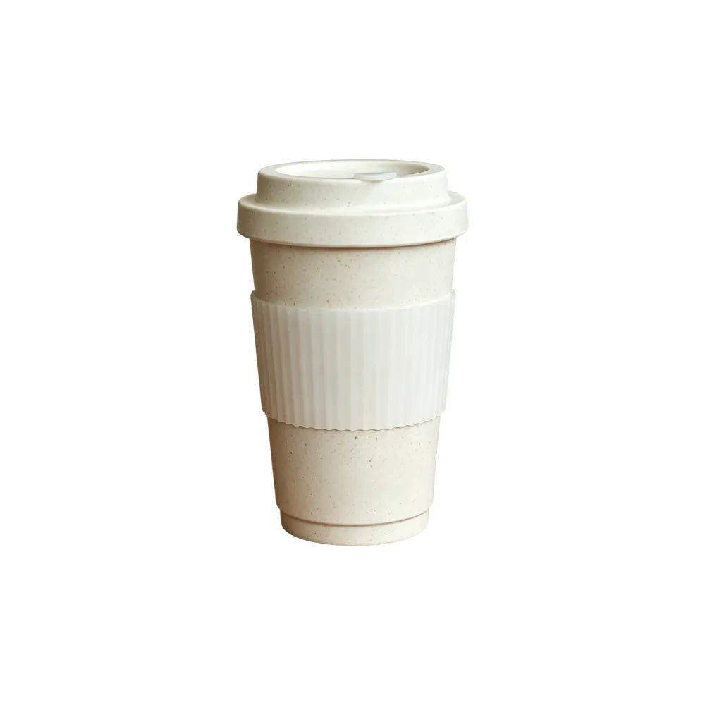 Off-white recycled coffee grounds travel tumbler, for daily commute coffee, by Wumble Merch Australia
