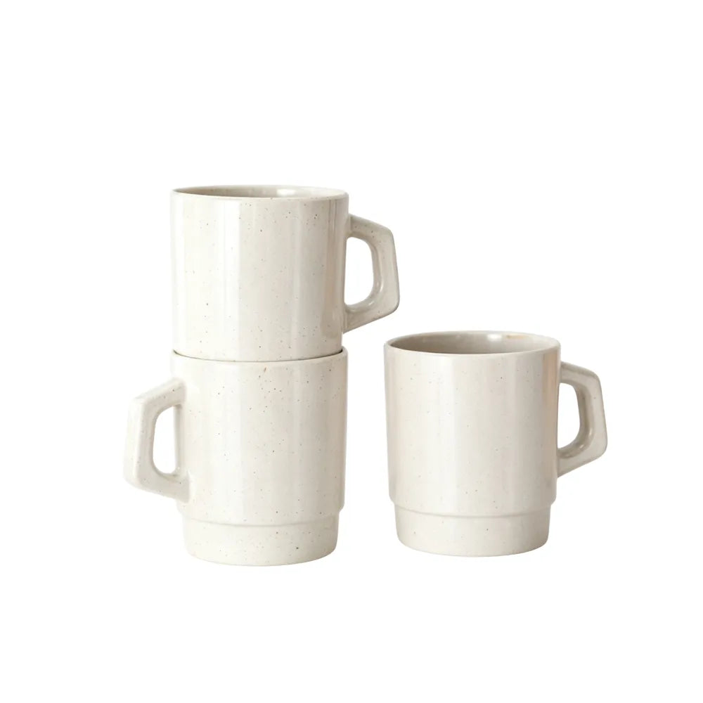 Off-white retro stackable recycled coffee grounds mug, for cafe merchandise and staff gifts, by Wumble Merch Australia