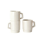 Off-white retro stackable recycled coffee grounds mug, for cafe merchandise and staff gifts, by Wumble Merch Australia