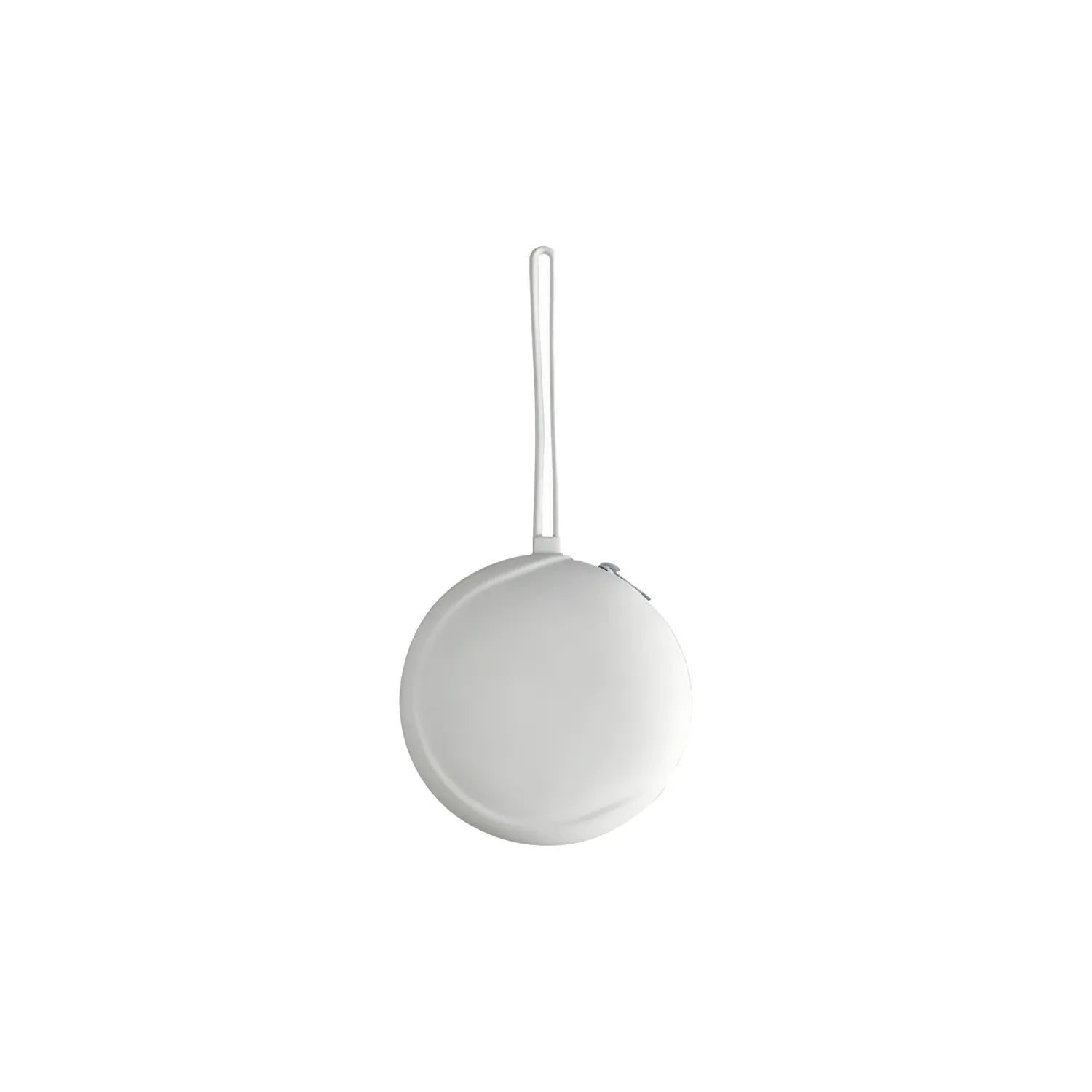 White round silicone zip pouch on a white background with its silicone hanging loop, showing the disc shape and side zip, no Wumble branding applied