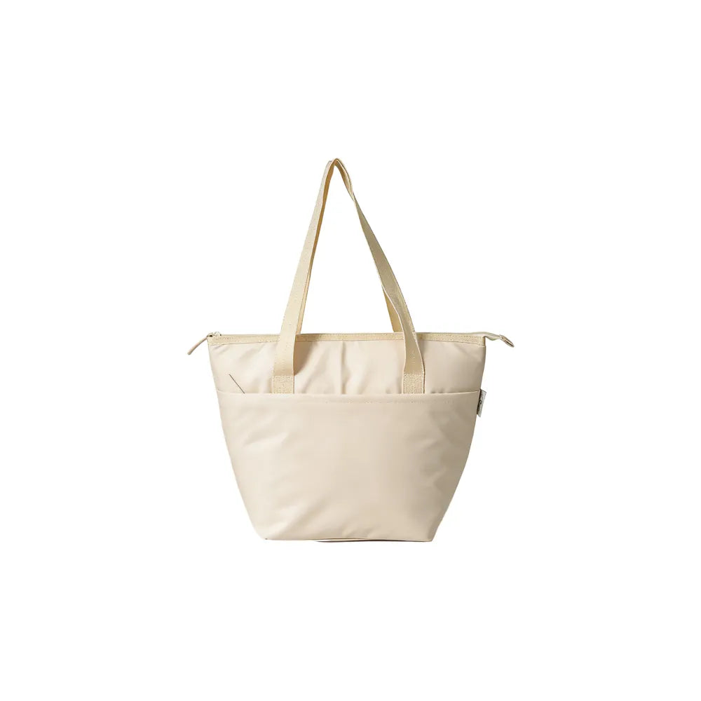 Custom branded RPET insulated tote bag in cream with shoulder straps and zipper, sustainable bulk merch Australia by Wumble Merch