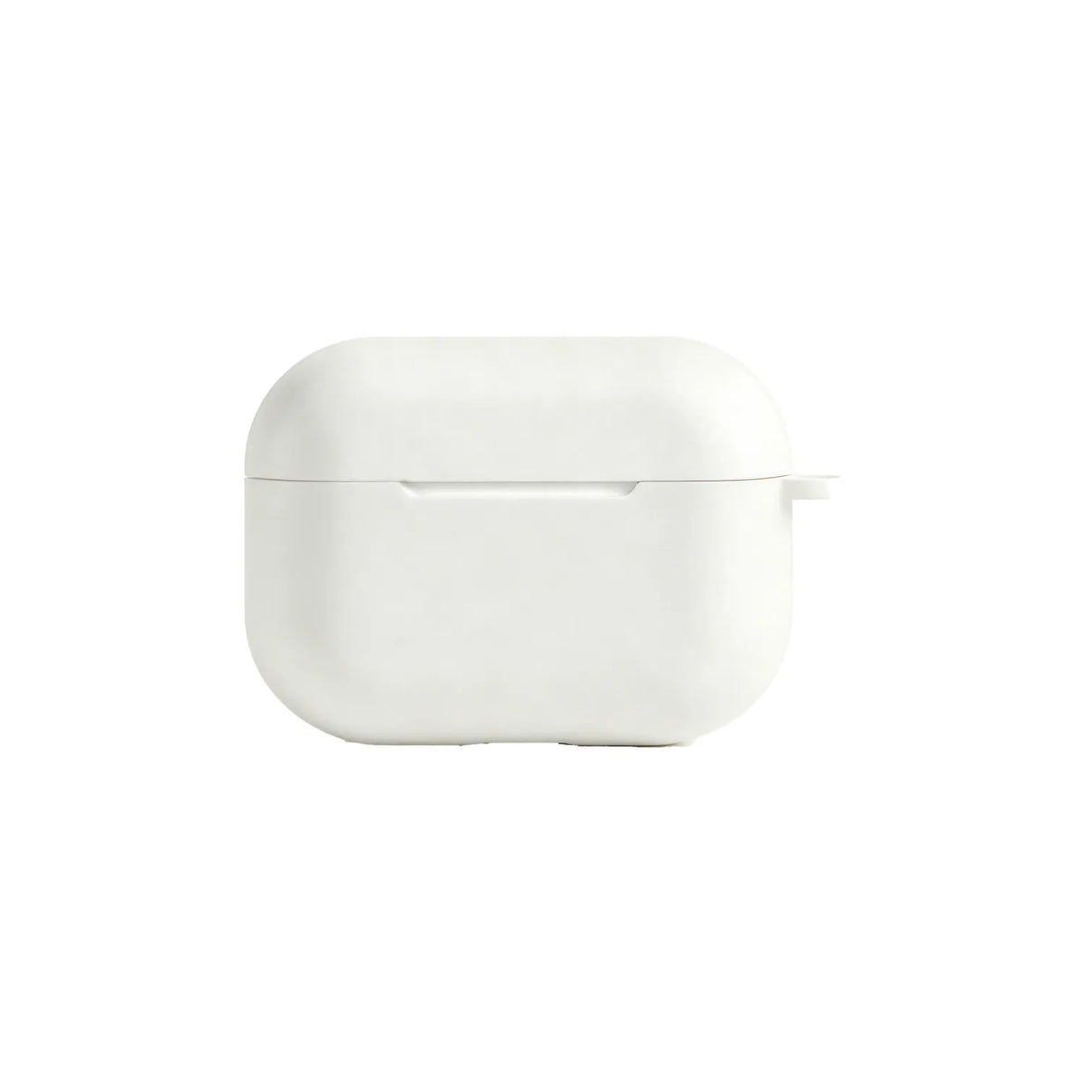 White silicone earphone case with shock-absorbing design and charging port cutout
