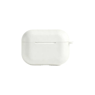 White silicone earphone case with shock-absorbing design and charging port cutout