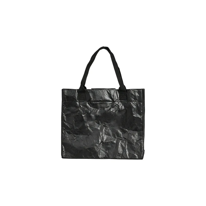 Custom branded Tyvek work bag in black with metal press studs and matching handles, sustainable corporate bag Australia by Wumble Merch