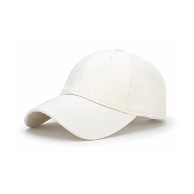 An off-white cotton cap shown from a three-quarters angle on a clean white background.