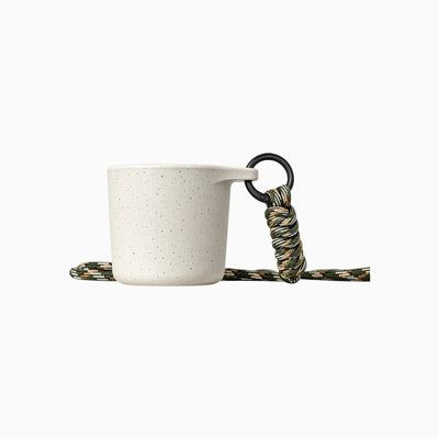 Off white water drop recycled coffee grounds tasting cup, for trail-side coffee tastings, by Wumble Merch Australia