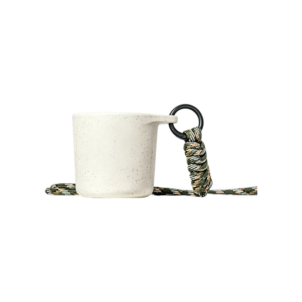 Off white water drop recycled coffee grounds tasting cup, for trail-side coffee tastings, by Wumble Merch Australia