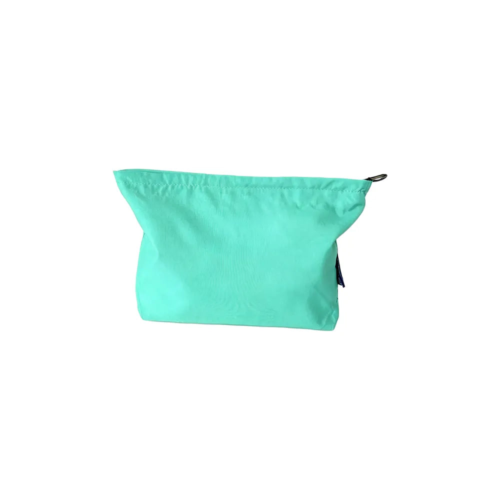 Custom branded zip pouch in mint green, waterproof nylon, bulk merch Australia by Wumble