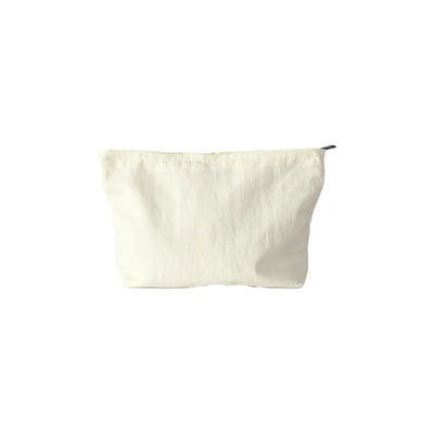 Custom branded zip pouch in off white, waterproof nylon, bulk merch Australia by Wumble