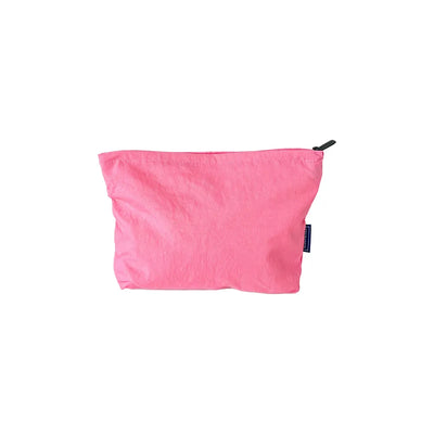 Custom branded zip pouch in pink, waterproof nylon, bulk merch Australia by Wumble