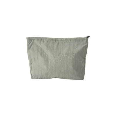 Custom branded zip pouch in sage, waterproof nylon, bulk merch Australia by Wumble