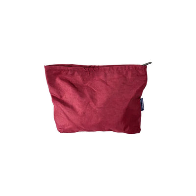 Custom branded zip pouch in wine red, waterproof nylon, bulk merch Australia by Wumble